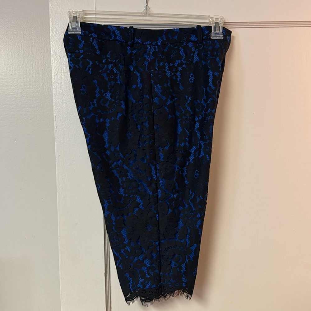 Robert Rodriquez Black Eyelash Lace Cobalt Blue High Waist Cropped Capri 8 NEW - Picture 13 of 13